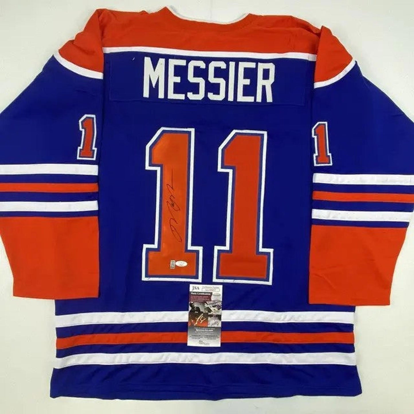 Autographed Mark Messier Edmonton Blue Hockey Jersey JSA COA