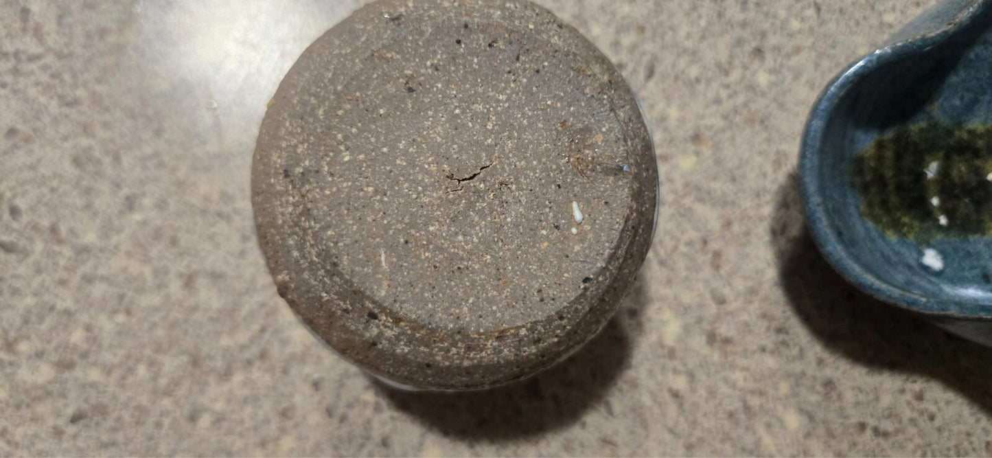 3 PC Set Handmade Clay Ceramic North Carolina Pottery Blue Speckled brown