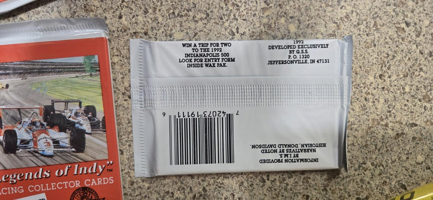 5 Unopened Factory Sealed Packs 1992 Legends Of Indy Racing Collector Cards