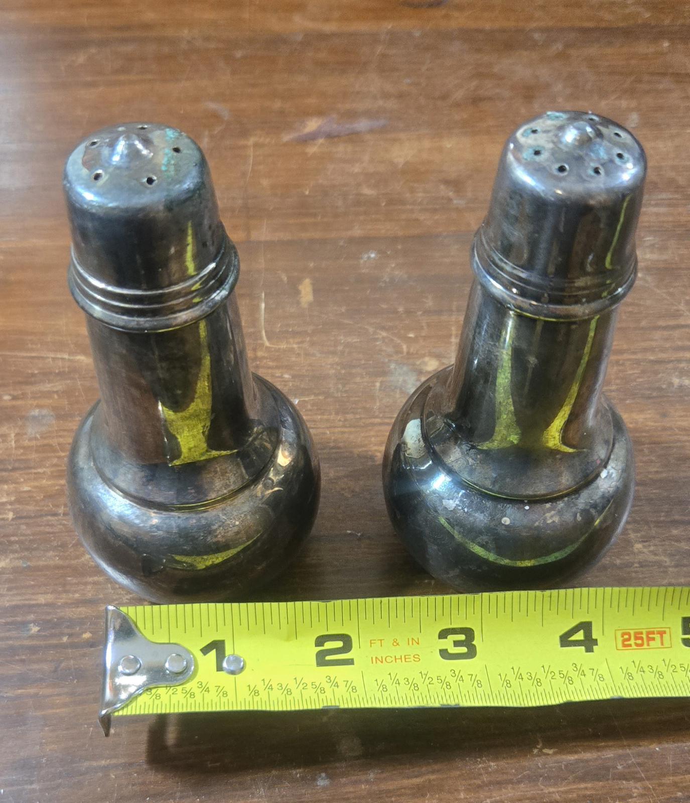 Vintage Silver Plated Metal Salt and Pepper Shakers