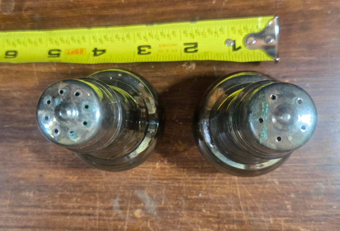 Vintage Silver Plated Metal Salt and Pepper Shakers