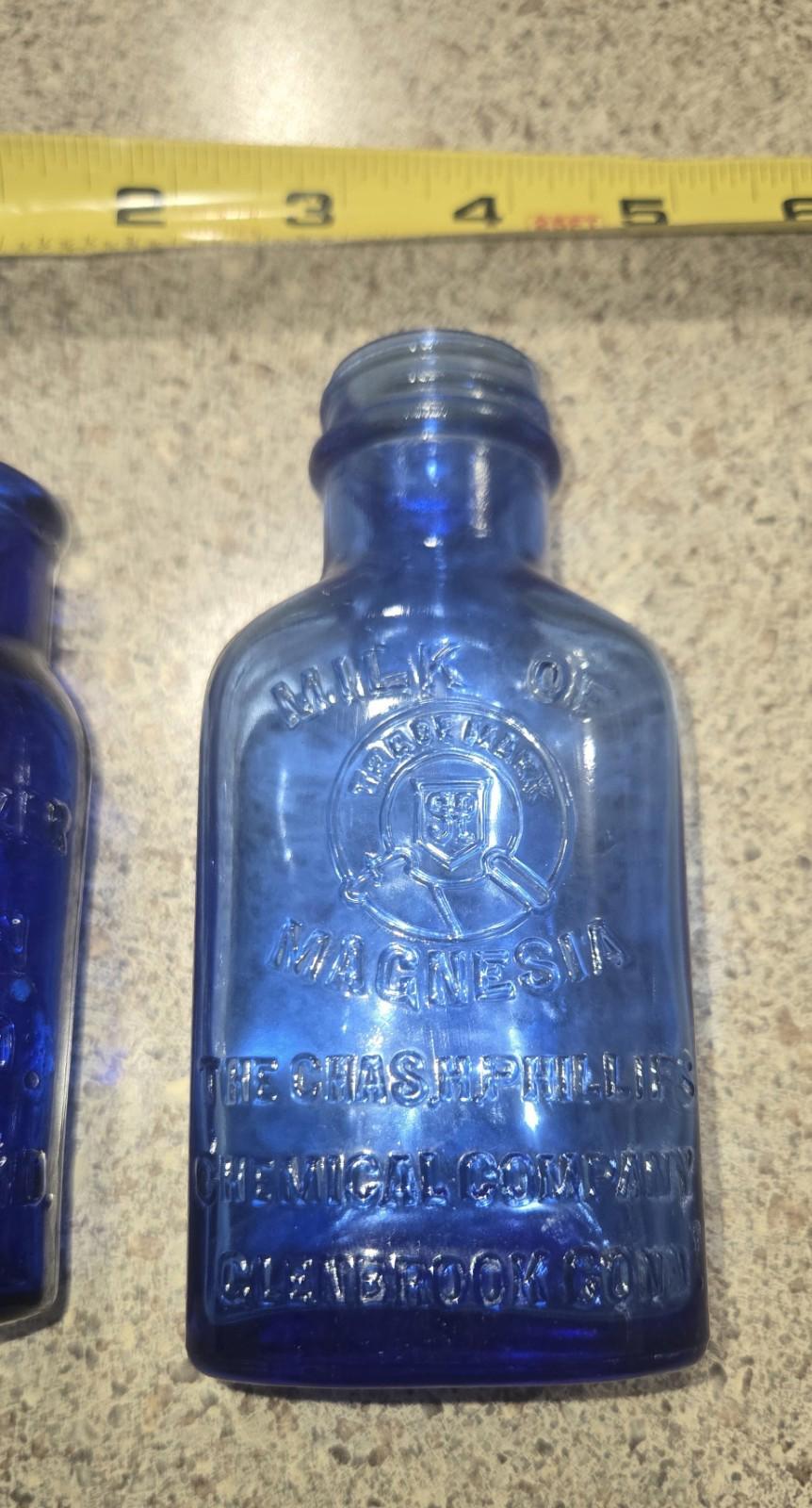 3 PCs Vtg Early 20th Century Bottles Listerine, Milk Of Magnesia, Bromo Seltzer