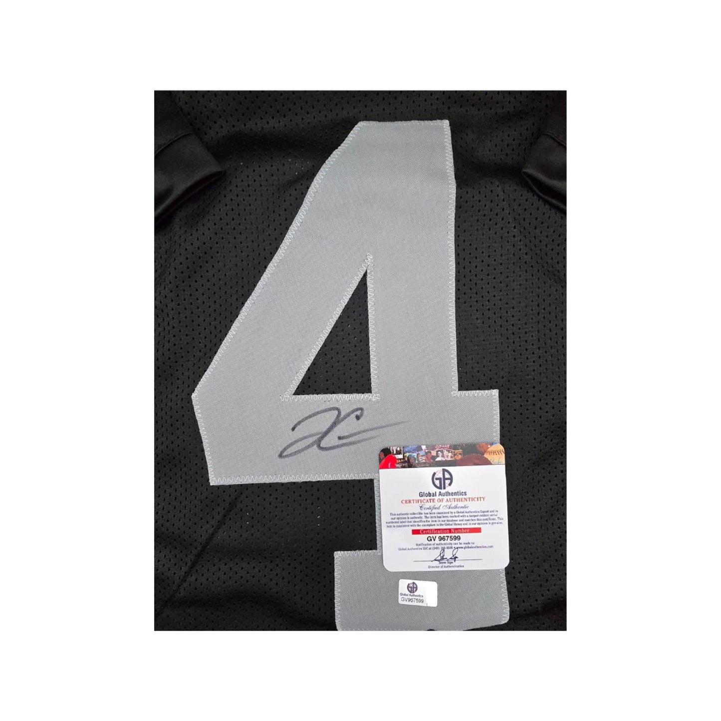 Derek Carr Los Angeles Raiders Autographed Black Football Jersey coa