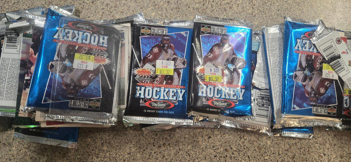 Card Lot  Opened Unsorted Hockey NFL NBA MBA Cards Vtg 1997 Collectors Choice