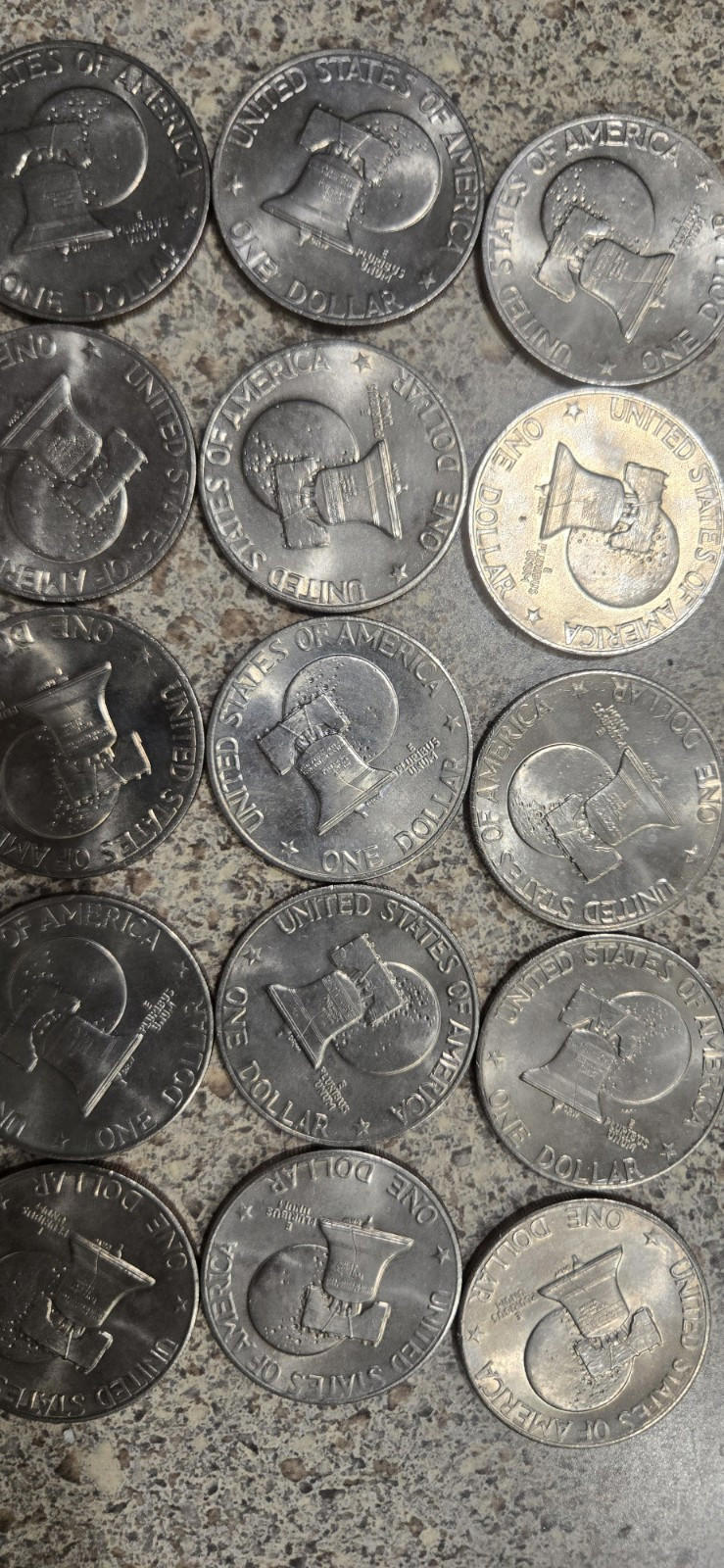 Lot of 20 Eisenhower One Dollar Coins, 1976 P & D Type 2, Circulated