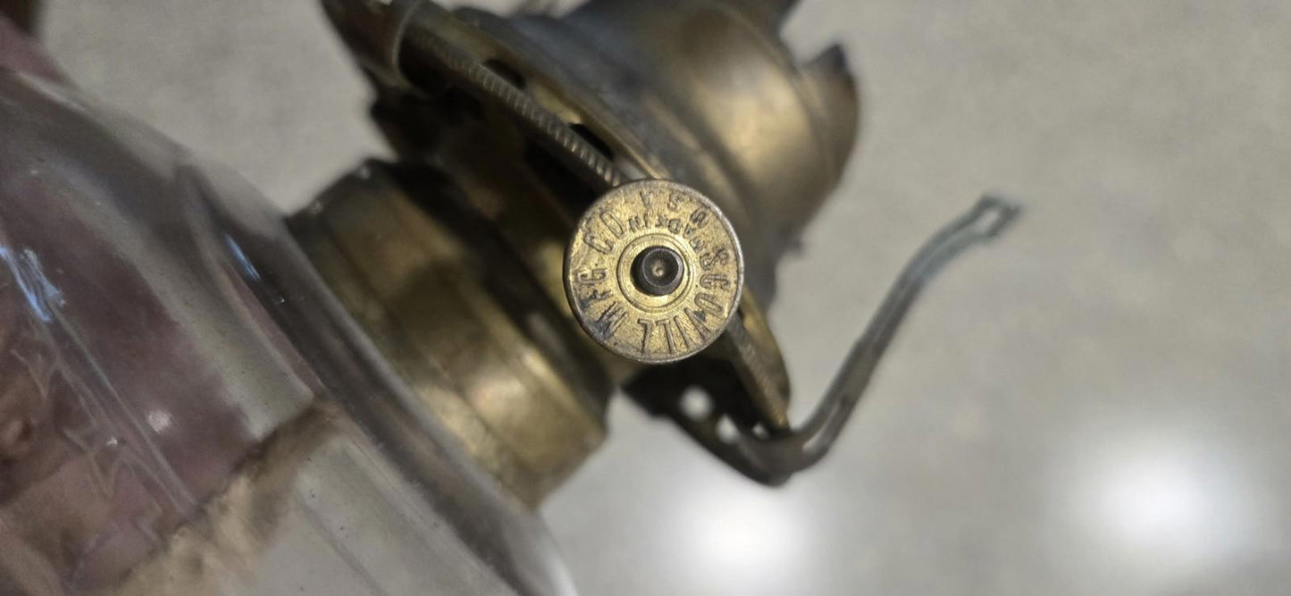 Antique Glass Scoville Manufacturing  Co Queen Anne No. 2 Oil Lamp 1800 Barn Light