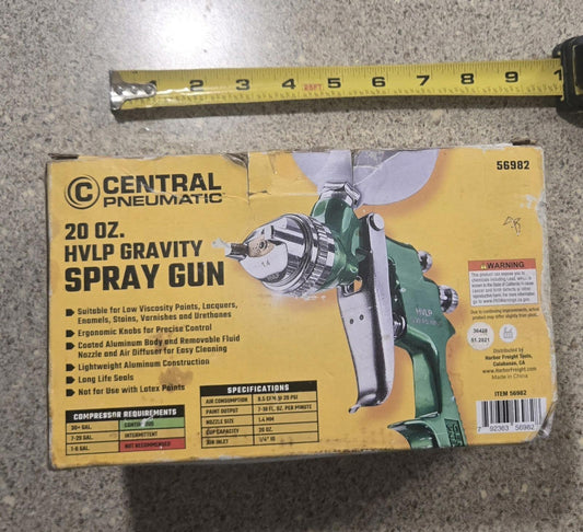 Central Pneumatic 20 Oz HVLP Gravity Spray Paint Gun 1.4 Mm Nozzle
