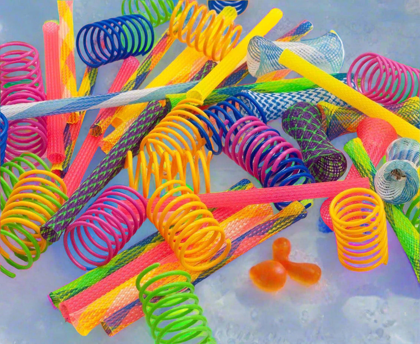 49 PCS Cat Spring Toy for Kitten Catnip Bag Mesh Tubes Spring Cat Toy Bulk