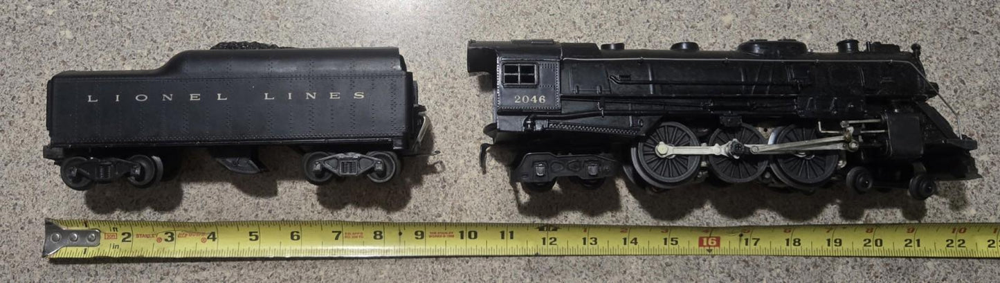 Lionel 2046 Hudson 4-6-4 Steam Engine W/ 2046w Tender Car Black Vintage O guage