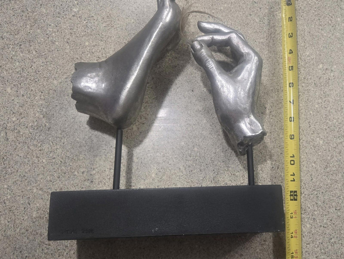 Unique Vitruvian Hand Tickling Foot With Feather Modernistic Sculpture