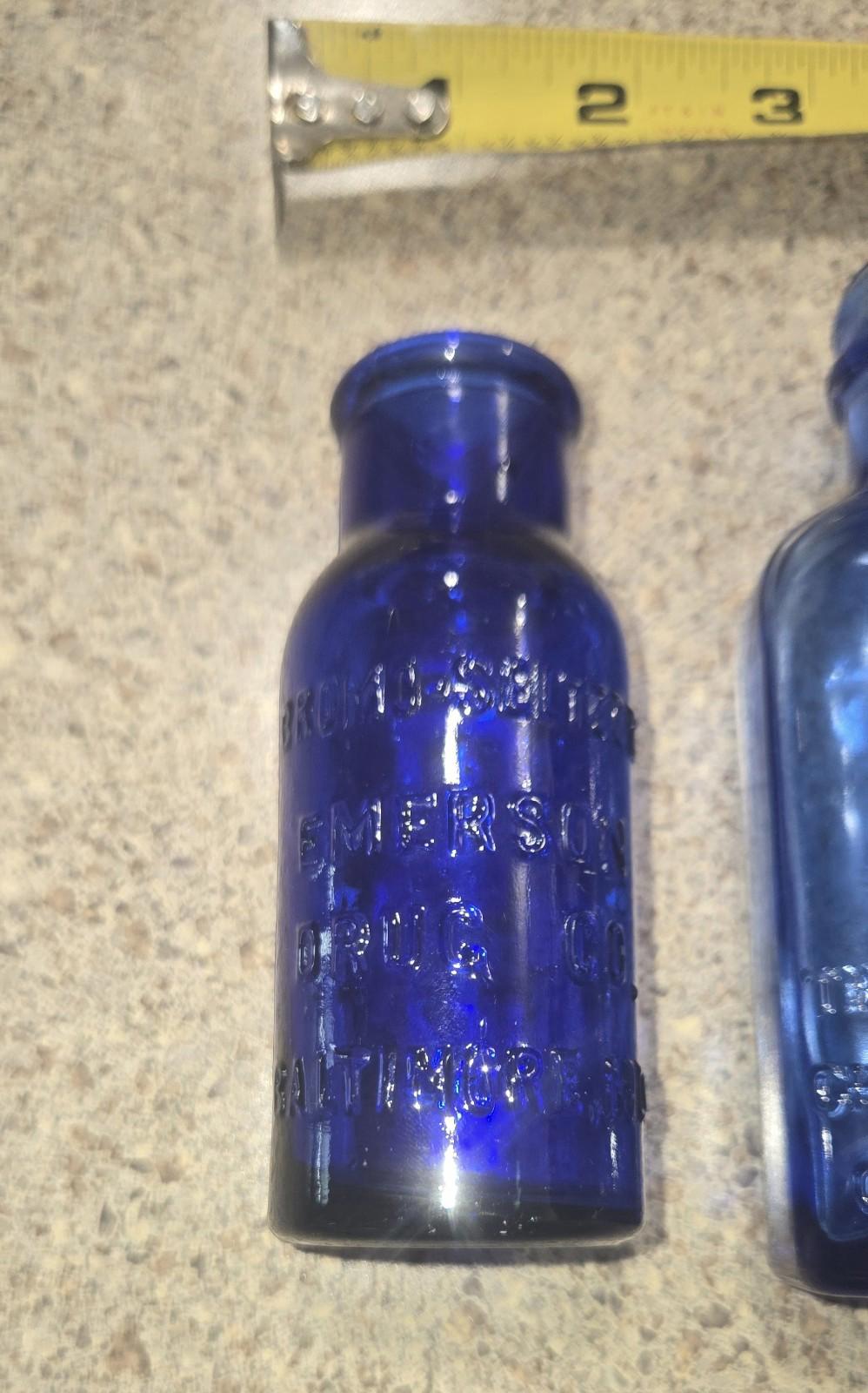 3 PCs Vtg Early 20th Century Bottles Listerine, Milk Of Magnesia, Bromo Seltzer