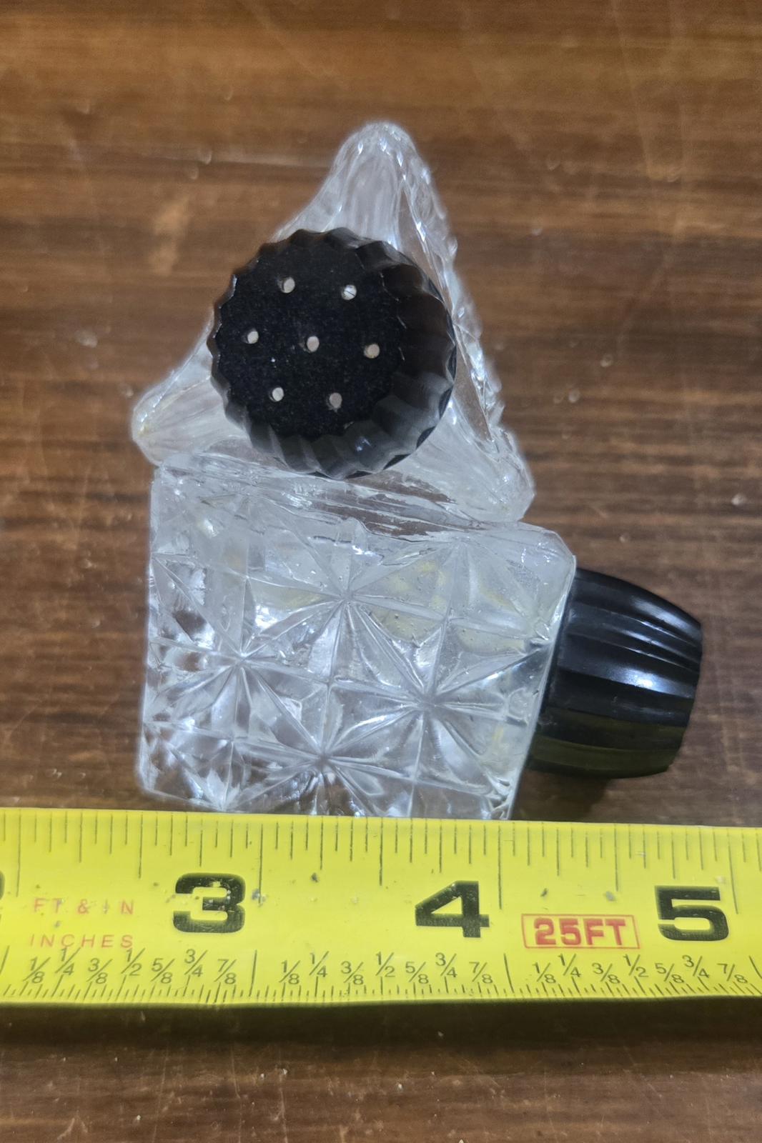 Glass Angled Triangle Pleated Salt and Pepper Shakers Made in Japan Vintage