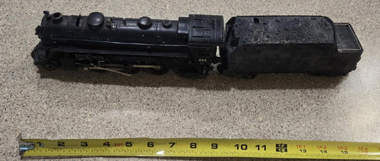 Post War Lionel Steam Locomotive # 224 Model Train W/ Whistle Coal Tinder 2466w