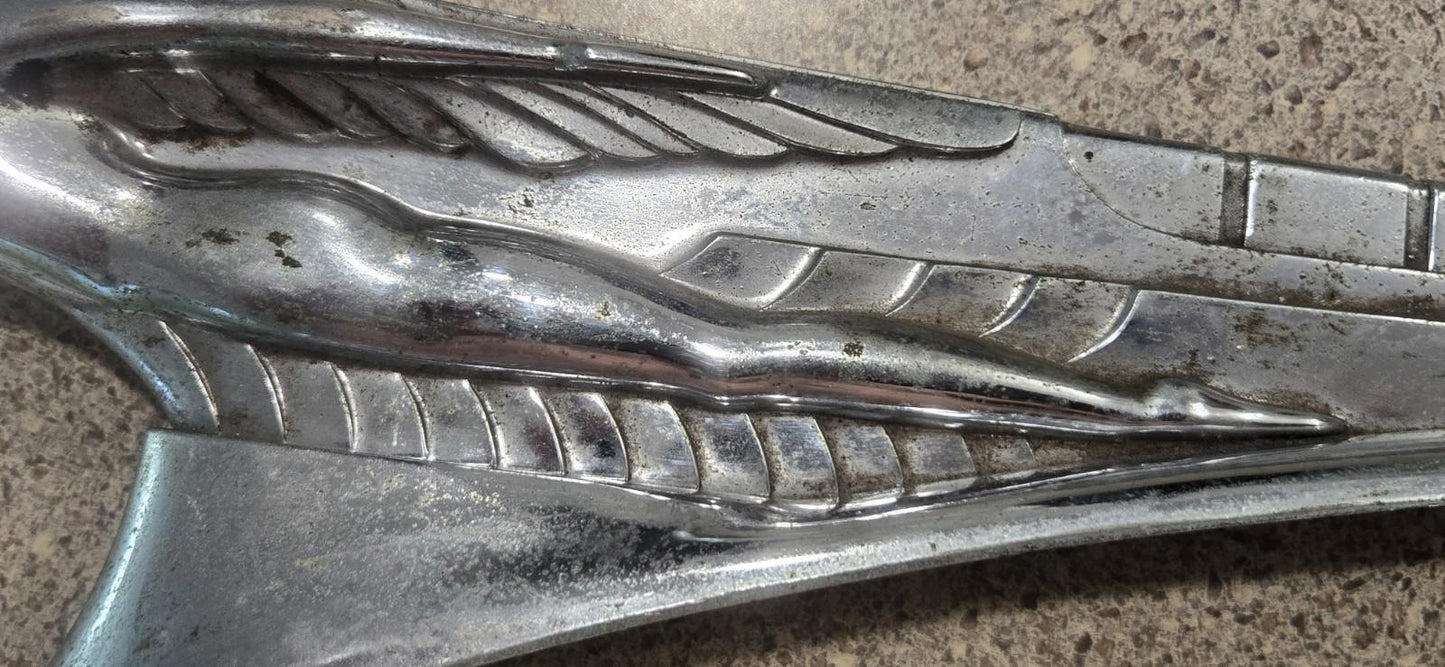 VTG Art Deco DeSoto Metallic Hood Ornament 1940's Lady Goddess 9762185424 & Base
