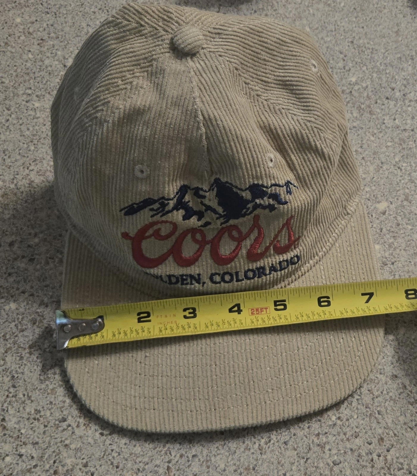 Coors Beer Alcholiania Men's Tan Snapback Cotton Corduroy Billed Hat