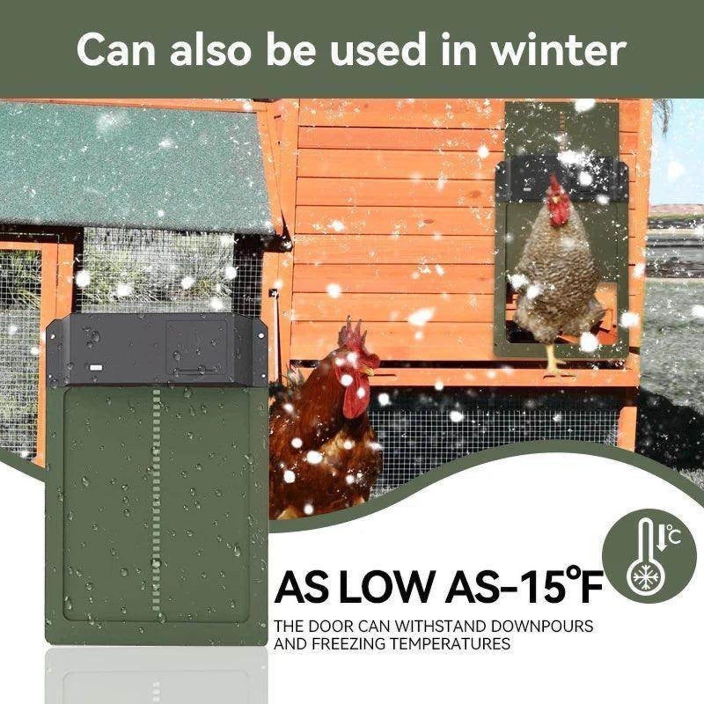 Auto Chicken Coop Door Opener Battery Powered Light Sense Control Waterproof Pet