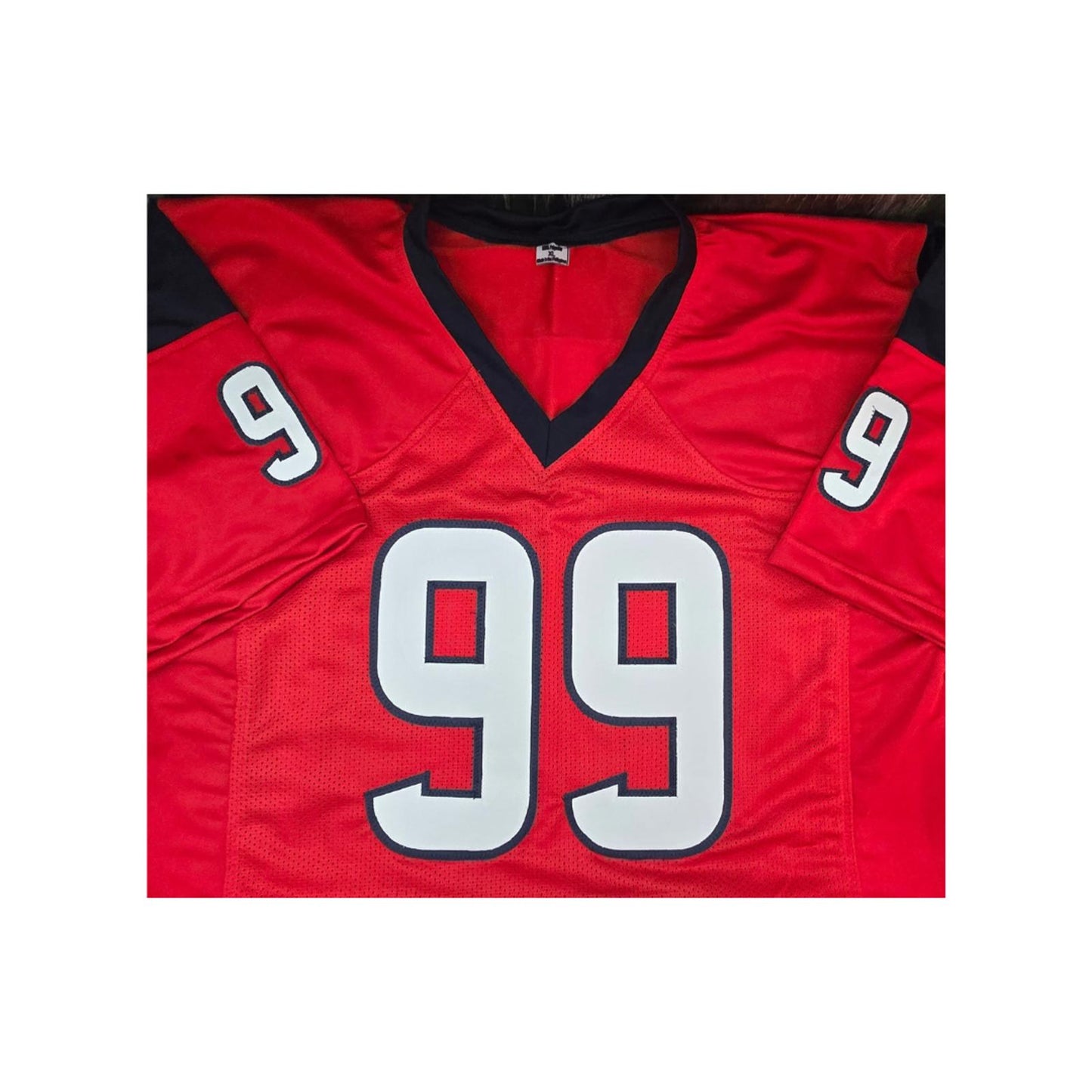 Autographed J.J. Watt Houston Texans Red Football Jersey coa