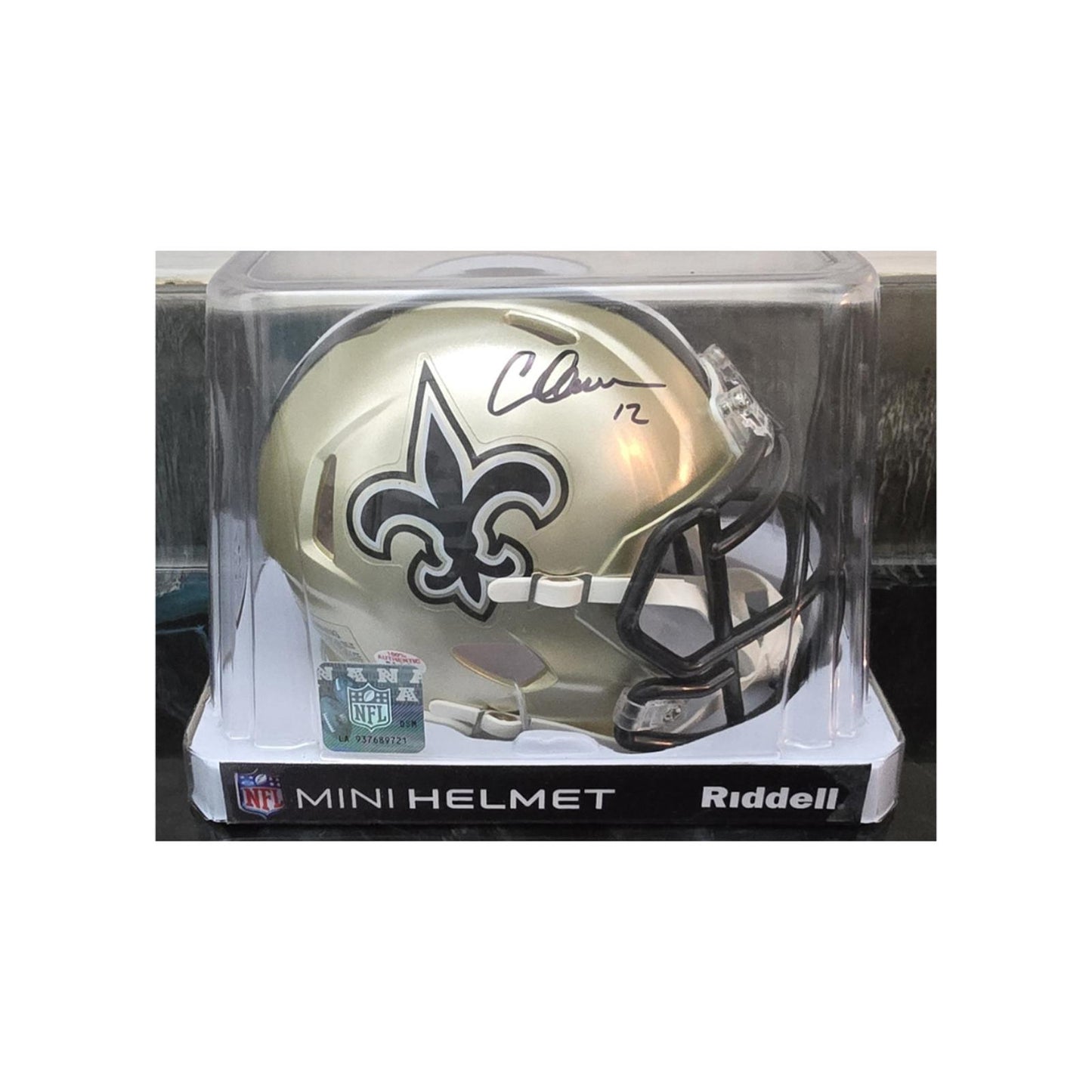 Chris Olave of the New Orleans Saints autographed mini football helmet COA