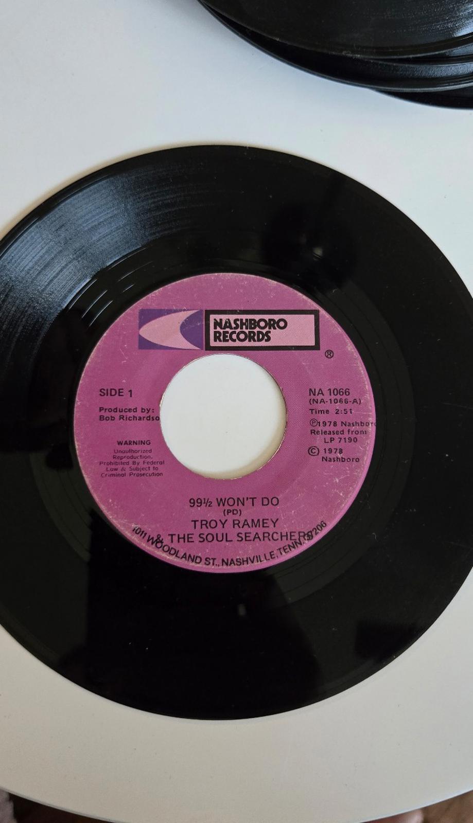 7-inch 45 RPM Vinyl Record "99% Won't Do" "A Charge to Keep" by Troy Ramey