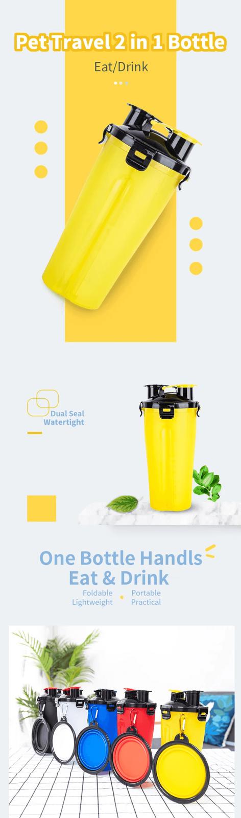 2 In 1 Water and Food Dispenser With Collapsible Bowl Set