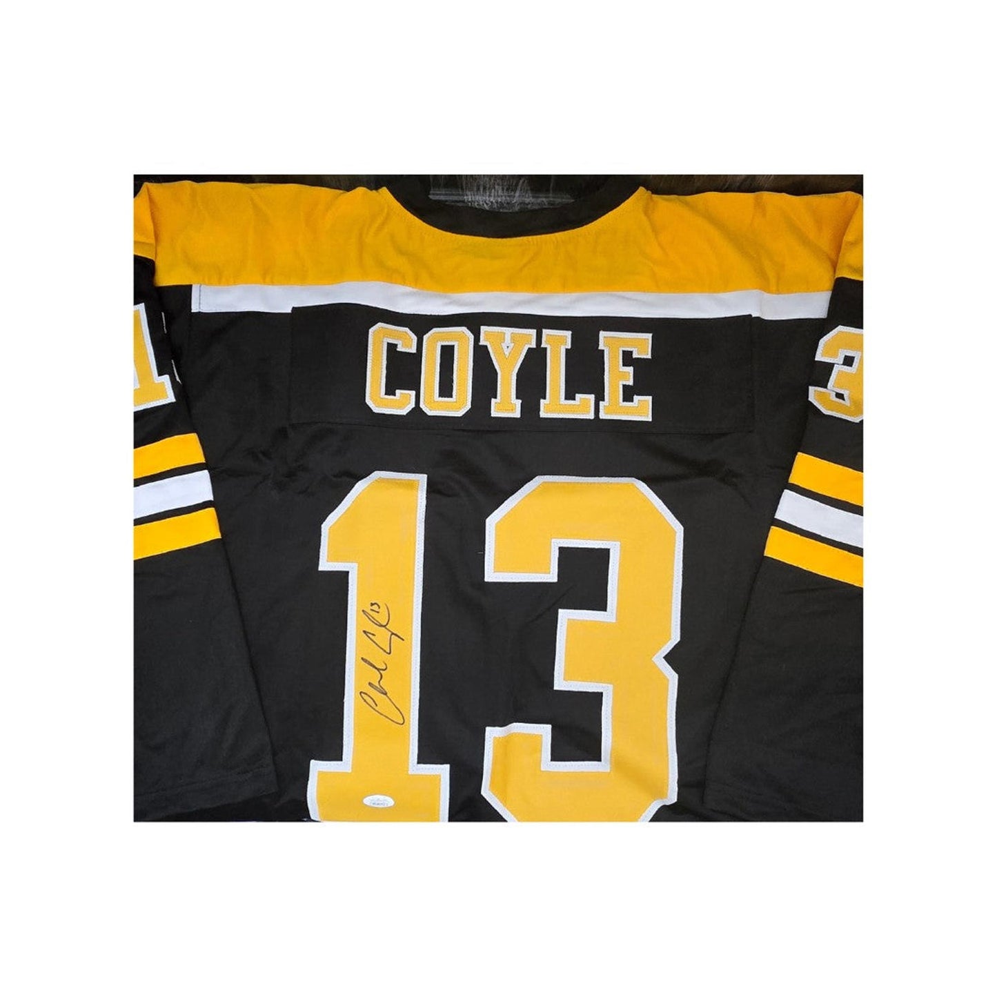 Charlie Coyle Boston Bruins Autographed Custom Hockey Black Jersey coa