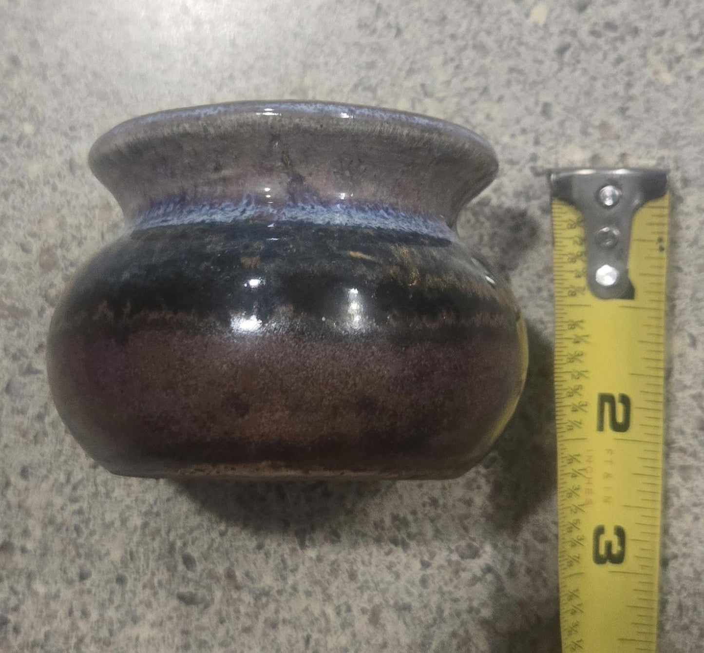 3 PC Set Handmade Clay Ceramic North Carolina Pottery Blue Speckled brown