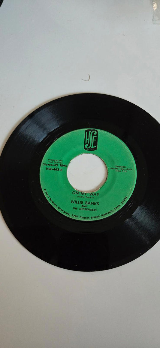 7-inch 45 RPM Vinyl RecordOn My WayGod's Goodness".Willie Banks And The Messenge