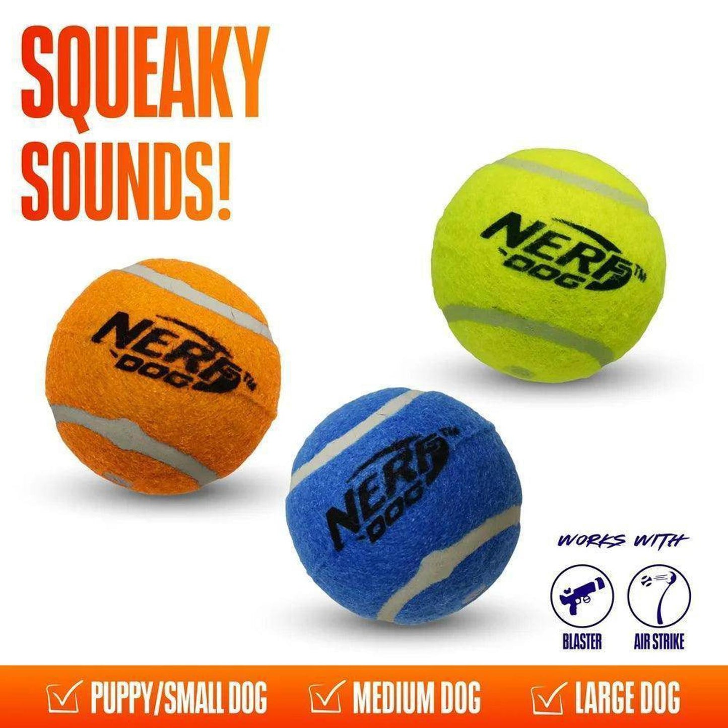 2.5-Inch Squeak Tennis Ball Dog Toy, 3-Pack