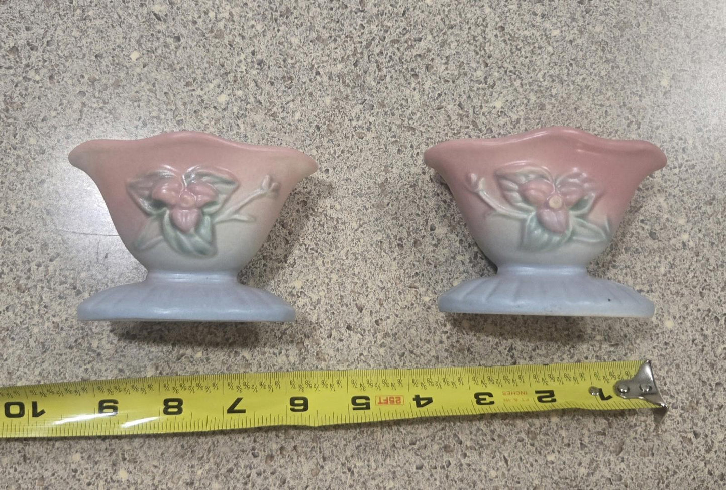 Hull Art Pottery Wildflower Candle Stick Holder VTG Handmade x2