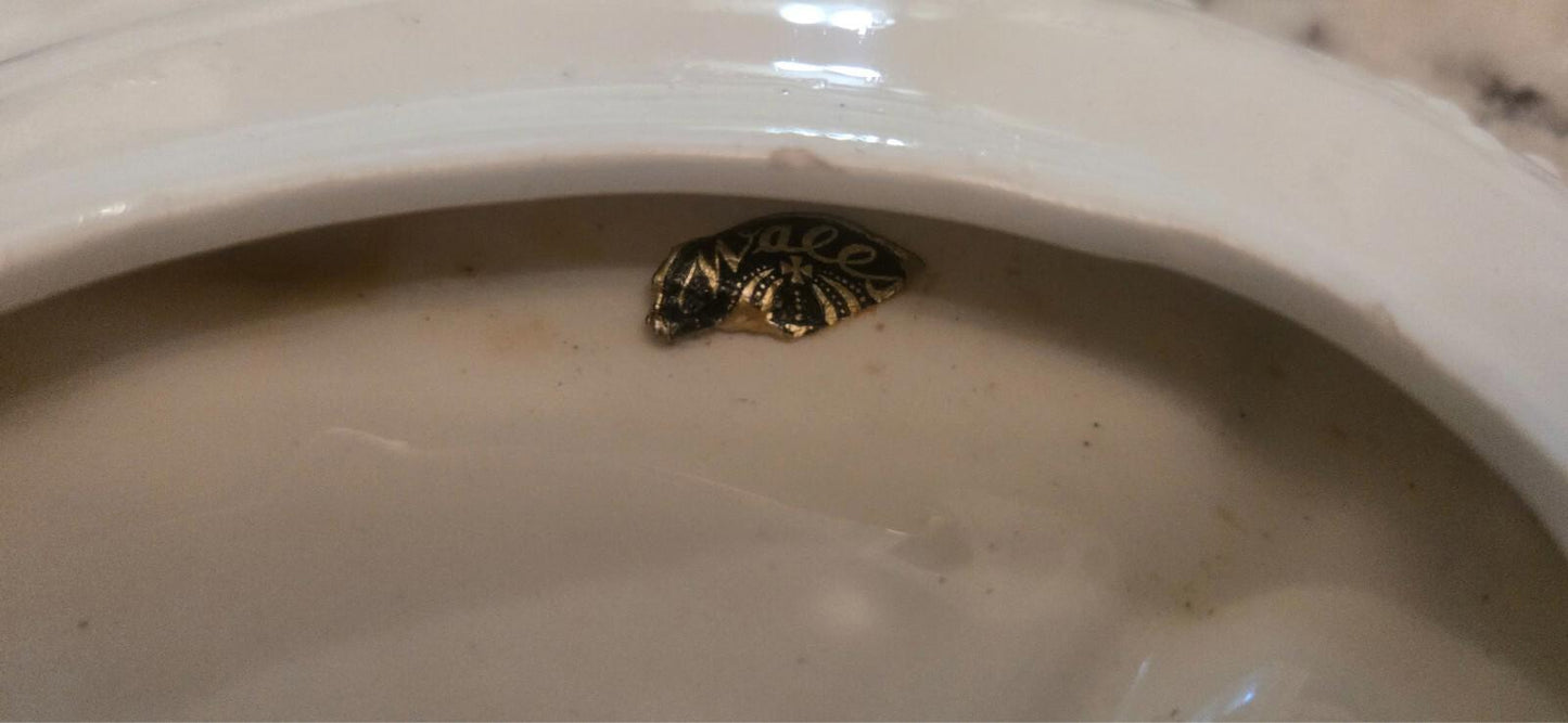 Vintage Wales Japan Hand Painted High Relief City Landscape Platter Ceramic Sticker Stamp Label