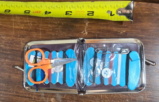 Compact  Vintage Faux Leather Sewing Kit with Scissors and Accessories