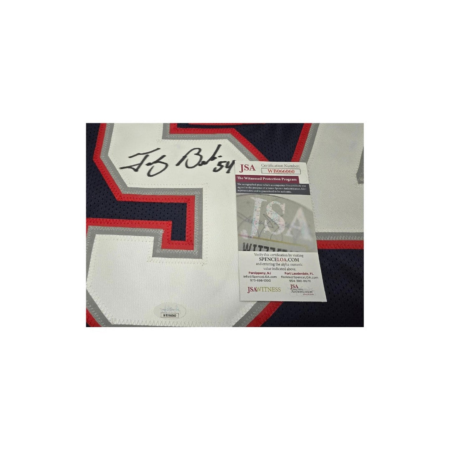 Autographed Tedy Bruschi New England Blue Football Jersey With COA
