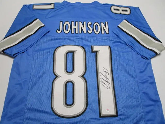 Calvin Johnson Detroit Lions Autographed Custom Football Jersey With COA