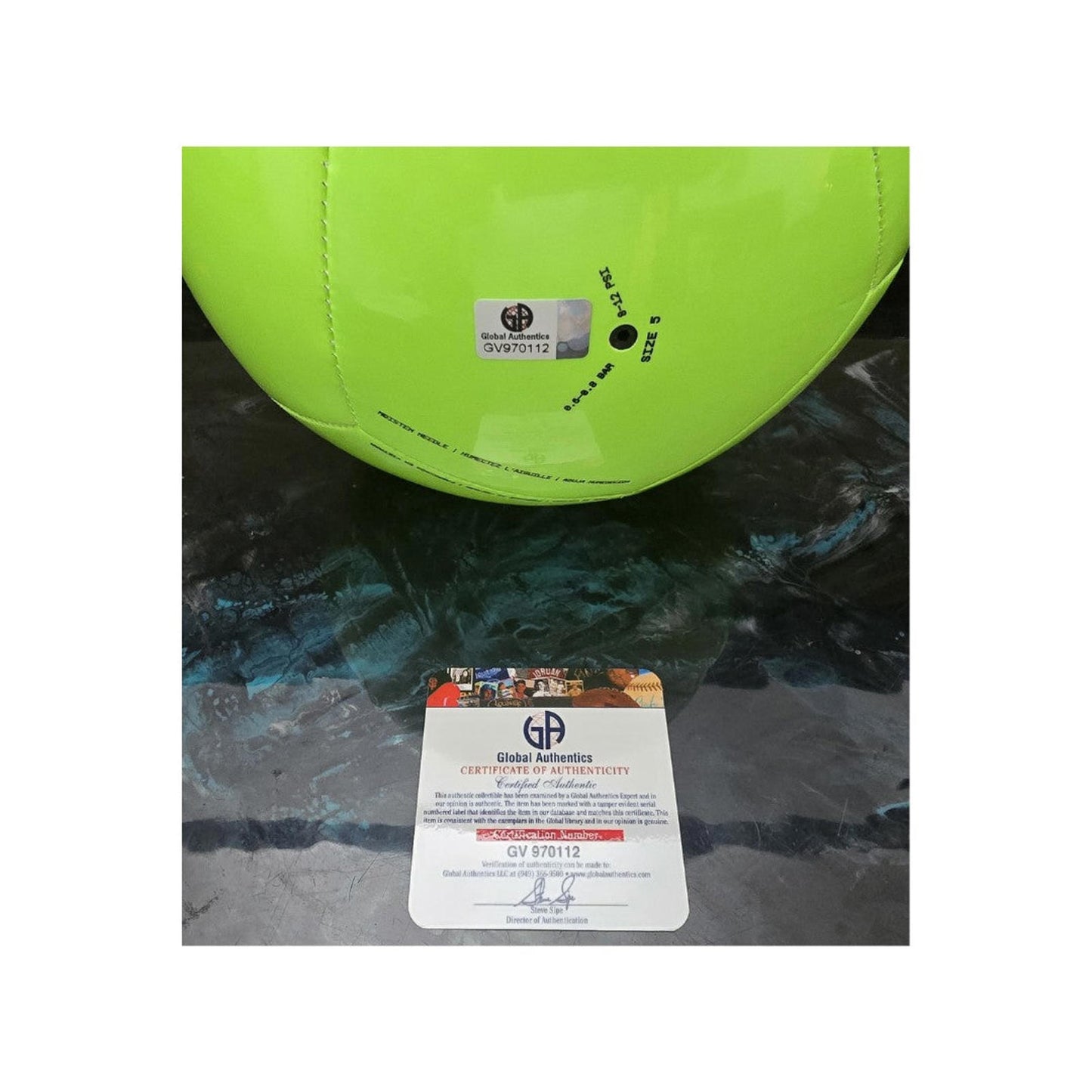 Cristiano Ronaldo Al-Nassr Autographed Green Nike Soccer Ball coa